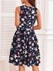Floral Keyhole Neck Beach Dress with Hidden Zipper