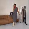 High Neck Long Knit Sweater Dress Two-Piece Set for Autumn/Winter