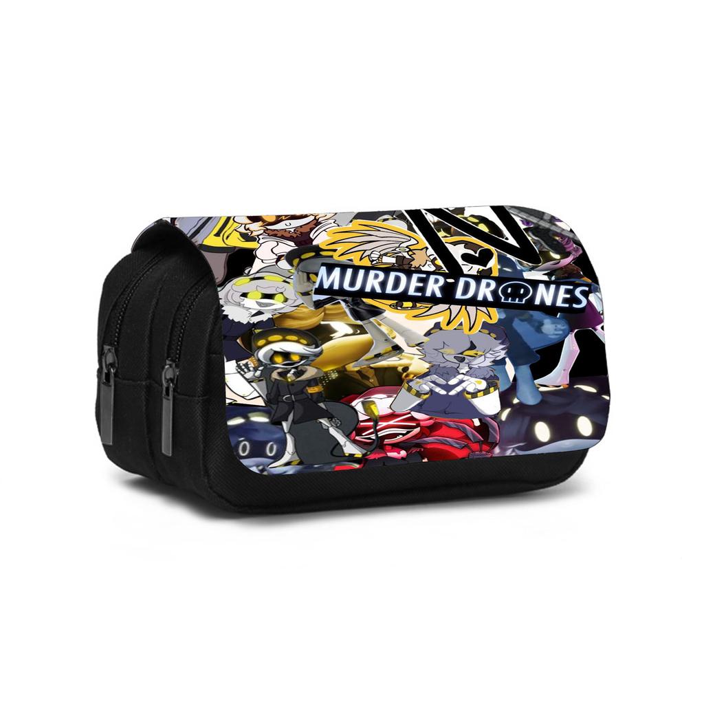 Murder Drones Double Layered Pencil Case Large Capacity Stationery Organizer Bag for Boy Girls and Students Pen Bag Best Gift