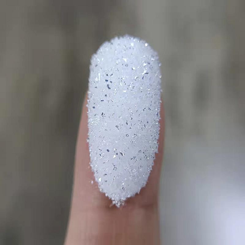 3D High Flash Glass Rhinestone Nail Art Silver White Pearlescent Sugar Glitter