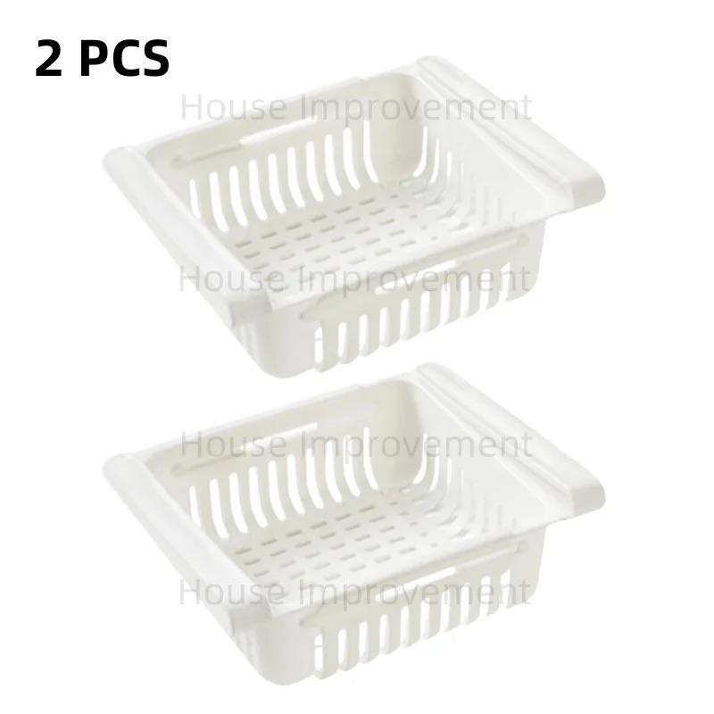 Fridge Shelf Hanging Organizer Baskets - 2PCS, Drawer-Type Egg & Fruit Storage Box, Kitchen Refrigerator Organizing Accessories