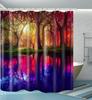 Łazienkowe Kolorowe Dekoracyjne Zasłony Prysznicowe z Motywem Leśnego Snu 3D, Tkaninowa Zasłona Prysznicowa z 12 Haczykami, Zasłony Prysznicowe do Wanny