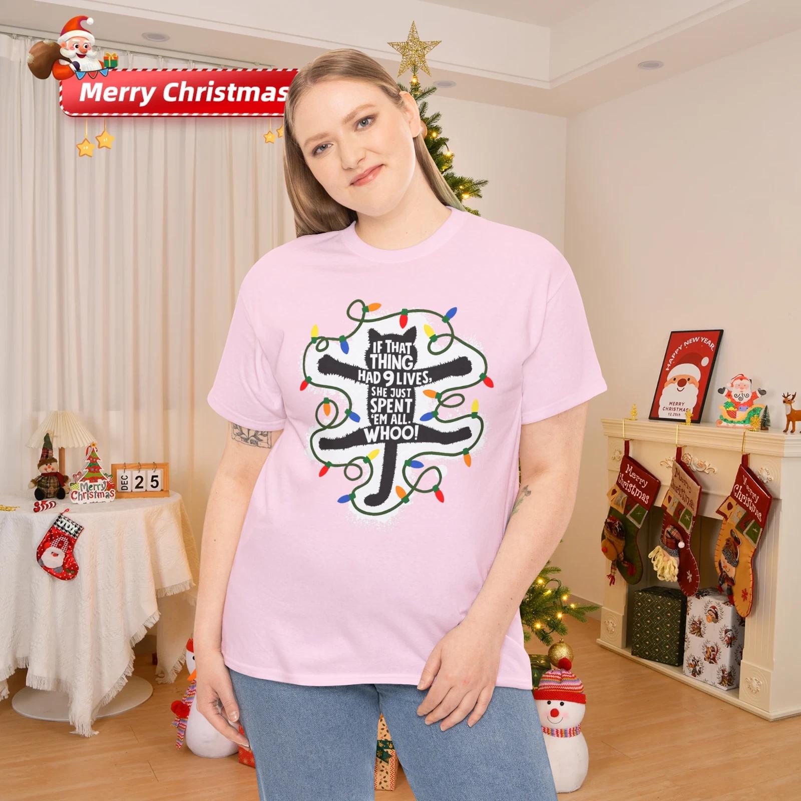 Matching Funny Fried Cat Family Christmas Vacation Cotton T- Shirt 4XL