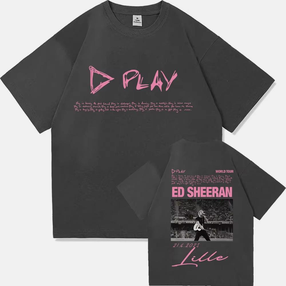 Rapper Ed Sheeran Play World Tour 2026 Graphic TShirt Mens Punk Hip Hop Short Sleeve TShirts Pure Cotton Tees Fans Streetwear