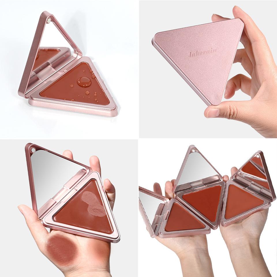 Triangle Cream Blush Cream Blush Cream Fresh Natural Nude Makeup Waterproof Blush Cream Matt Satin Long-lasting Rouge, Pink and Sexy Blush Cream