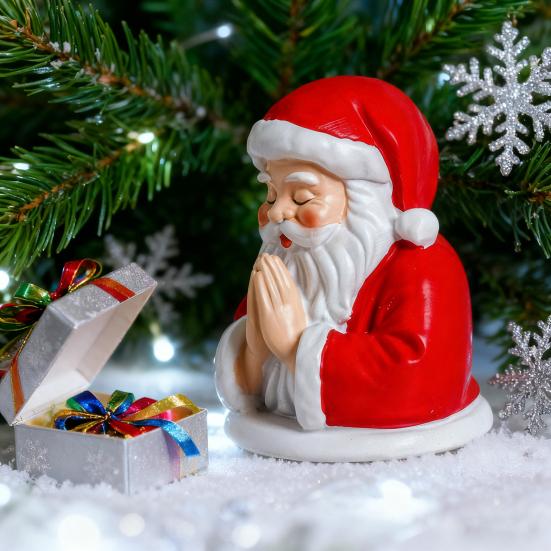 Christmas Night Light Santa Prayer/Jesus Prayer/Bathtub Snowman/Santa Reading LED Table Lamp Winter Resin Sculpture for Mantel Shelf Bedside Decor