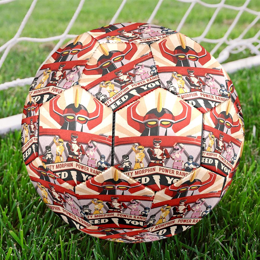 Mighty Morphin Power Rangers Print Size 5 Soccer Ball, Standard Match Football for Sports Game and Team Practice, Ideal Gift for Soccer Fans