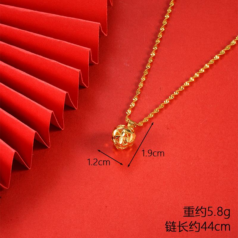 Vietnamese gold-plated necklace for women, long-lasting color, vintage heart-shaped imitation gold jewelry, copper alloy accessory, new clavicle