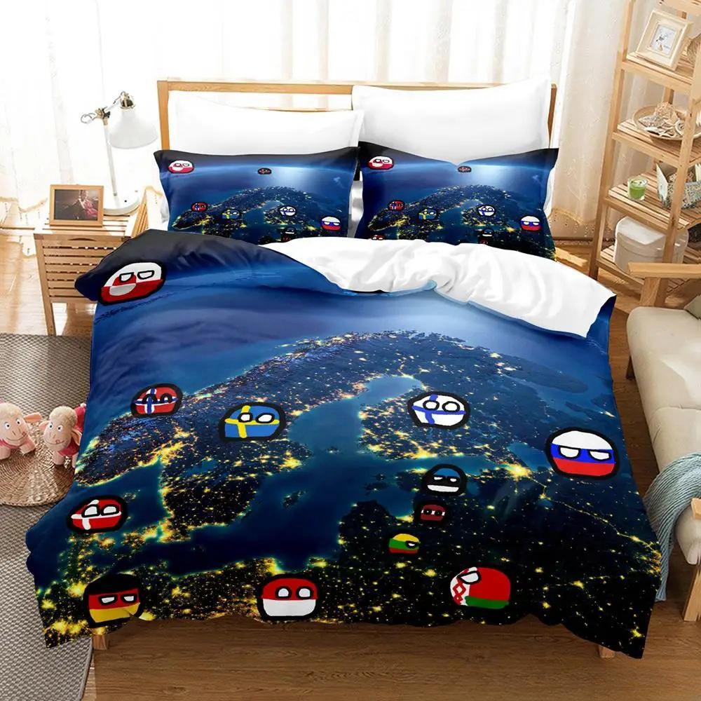 Nowy Zestaw Pościeli Countryball Polandballs Pojedynczy Bliźniak Pełny Queen King Size Zestaw na Łóżko Aldult Dziecko Sypialnia Zestawy Poszewek na Kołdrę 3D Anime