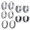 Vnox Ethnic Hoop Huggie Earrings for Men Boys, Anti Allergy Stainless Steel Rock Punk Round Earring Gifts To Boyfriend BFF
