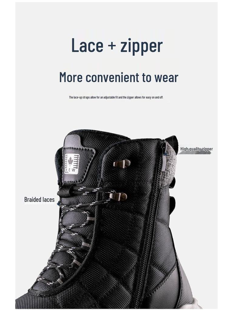 Men's Thickened Winter Snow Boots - Non-Slip, Plush, Warm, Casual Cotton Footwear