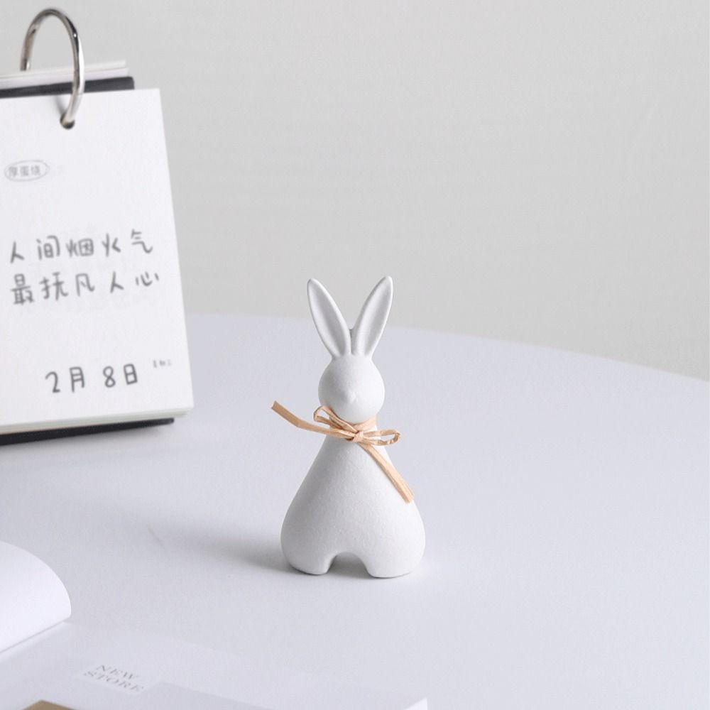 Ceramic Rabbit Book Stand Display Handicraft Bunny Statue Rabbit Figurine  Living Room