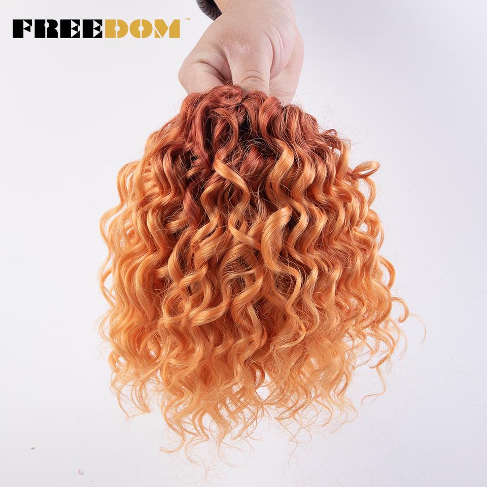 FREEDOM Deep Wavy Twist Crochet Hair Synthetic Jessica Curly Hair Crochet Braids Ombre Brown 10 Inches Braiding Hair Extensions