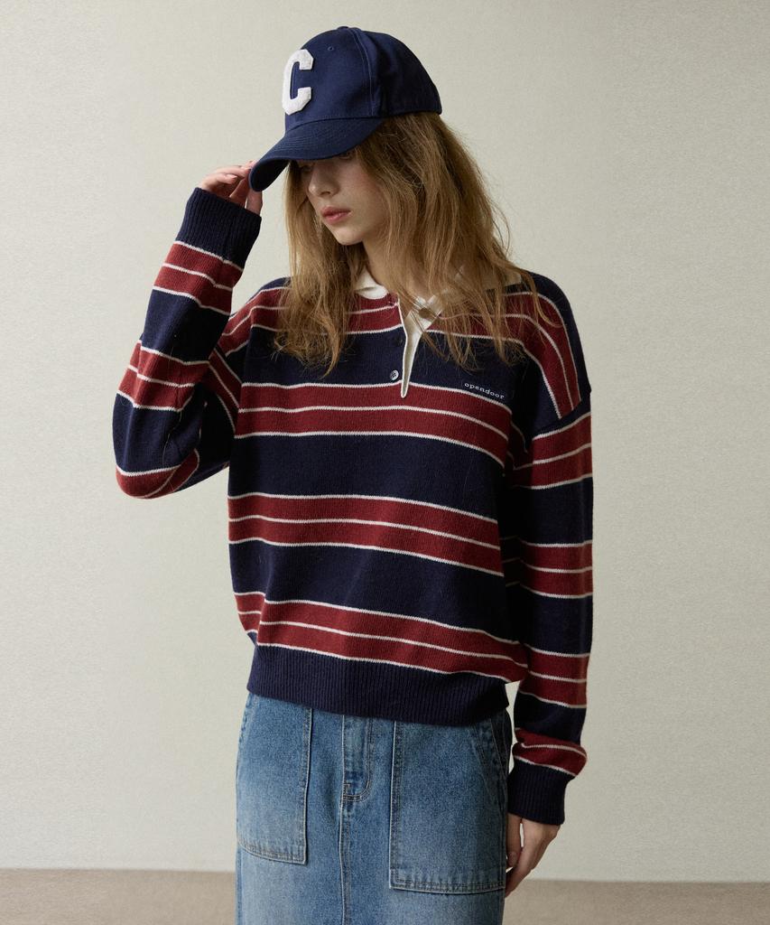 Opeundoeoseutyudio Color Stripes Knit Navy