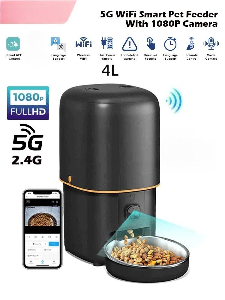 2.4G/5G WiFi Управление через Приложение Автоматическая Кормушка для Кошек Камера Умная Кормушка для Кошек и Собак Автоматическая Кормушка для Аксессуаров 3L