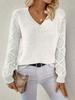 Spring and Autumn Knitted Sweater Foreign Trade Women's Clothing Temperament V-neck Hollow Long-sleeved Solid Color Casual Top