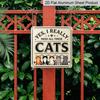 2D Flat - 1pc, Vintage Metal Aluminum Decorative Sign, Humorous Slogan for Cat Lovers, Retro Wall Decor, Home Decoration Suitable for Porches