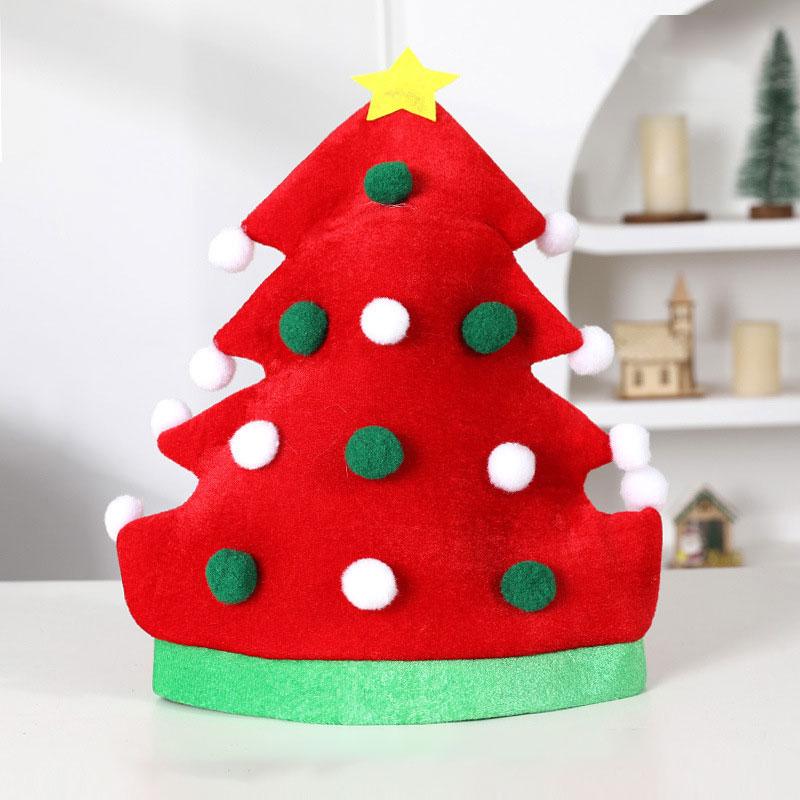 1pc Red Green Festive Party Xmas Christmas Gift Christmas Hat New Year Hat Tree Shape