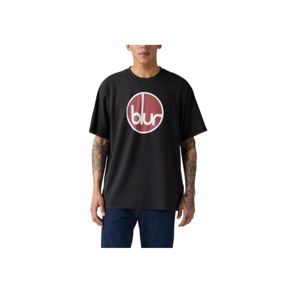 Levis Blur Collaboration Casual Comfortable Letter Round Neck Short Sleeve T-Shirt Unisex T-Shirts Black 000H0-0014