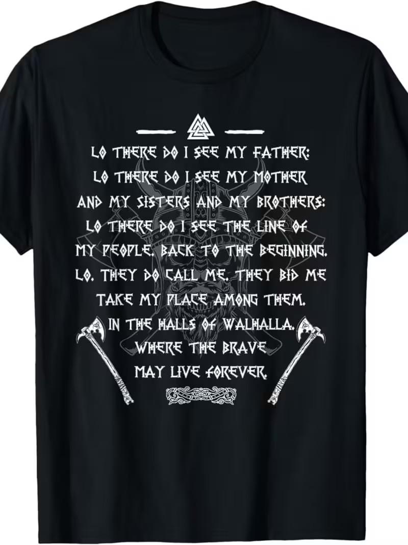 [Viking Warrior T-Shirt] Viking Warrior Norse Odin Axes Valhalla Prayer Before B XL