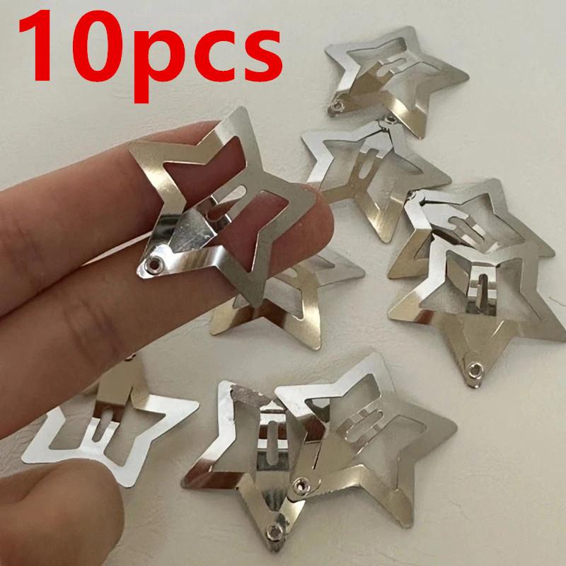 

Заколки для волос со звездами серебристого цвета, боковая заколка для девочек, милая металлическая филигранная заколка со звездой, женские ювелирные изделия, аксессуары для волос 10pcs