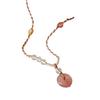 Natural Chalcedony Strawberry Crystal Braided Rope Necklace Bangles Women Fashion Jewelry Accessories Gift