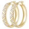 Cercei Aur Rotunzi 14K Gold Zig-Zag Design with Zirconia Elegant and Daring Ladies Earrings Shiny New Model