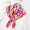 Luksusowy jedwabny szalik kwadratowy damski nadruk satynowy szalik wiosenny opaska do włosów chustka na szyję Echarpe Tie Shawl Wraps