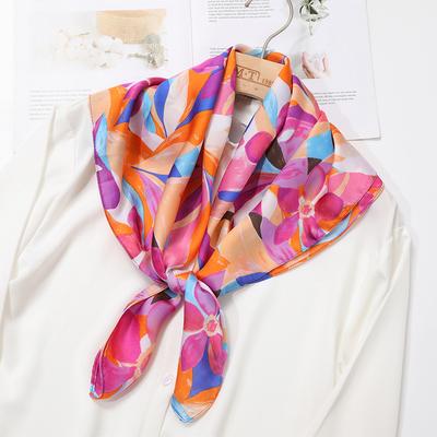 Luxuriöses quadratisches Seidengefühl-Tuch für Damen, bedrucktes Satin-Halstuch, Frühlings-Haarband, Foulard, Bandana, Echarpe, Krawatte, Schal, Wickeltuch