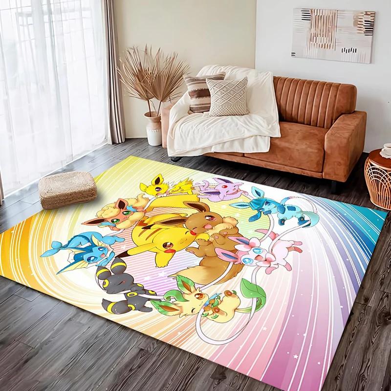 P0kem0n Klasické postavy Pikachu Eevee Potisk Velký koberec Ložnice Obývací pokoj Dětský pokoj Pohovka Rohožka Dětská podlahová dekorace Podložky