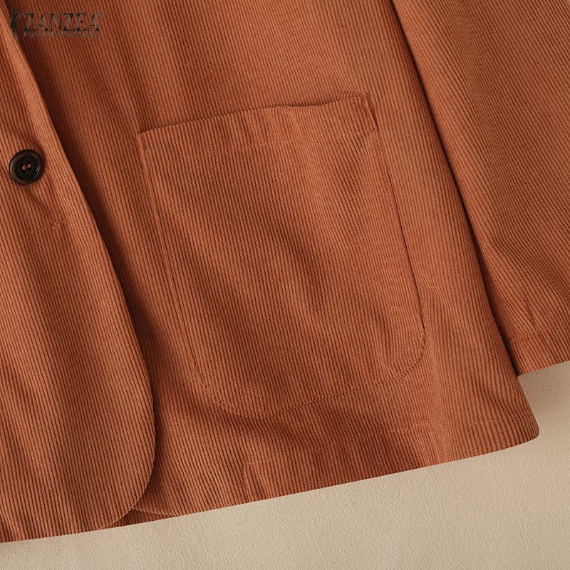 ZANZEA Women Casual Turn Down Collar Long Sleeve Thin Cardigan Tops