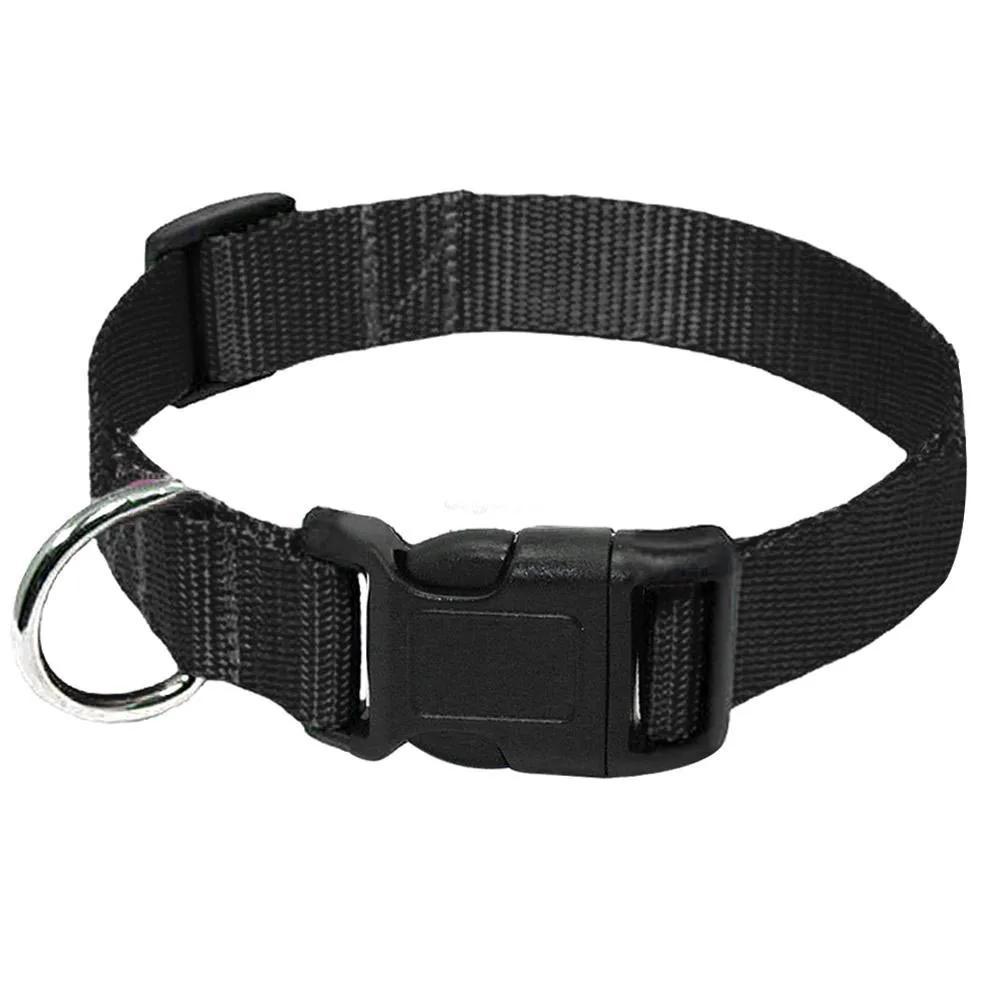 Solid Color Nylon Adjustable Dog Collar with Heavy Duty Clip Buckle Dog Pet Neck Collar Cover for Small Medium Large Dogs