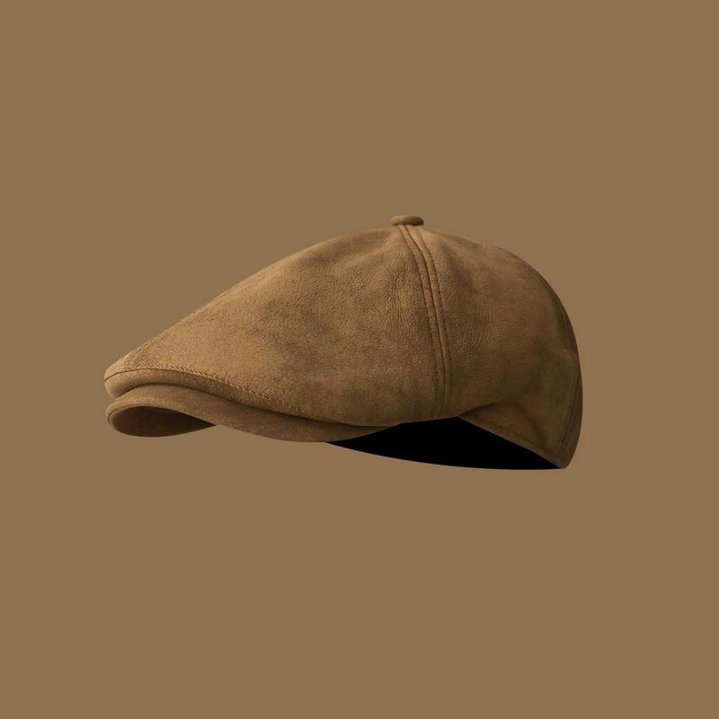 

GEMVIE Autumn Winter Retro Suede Short Brim Forward Hat Men Women Solid Color Painter Beret Hat 55-59cm коричневый