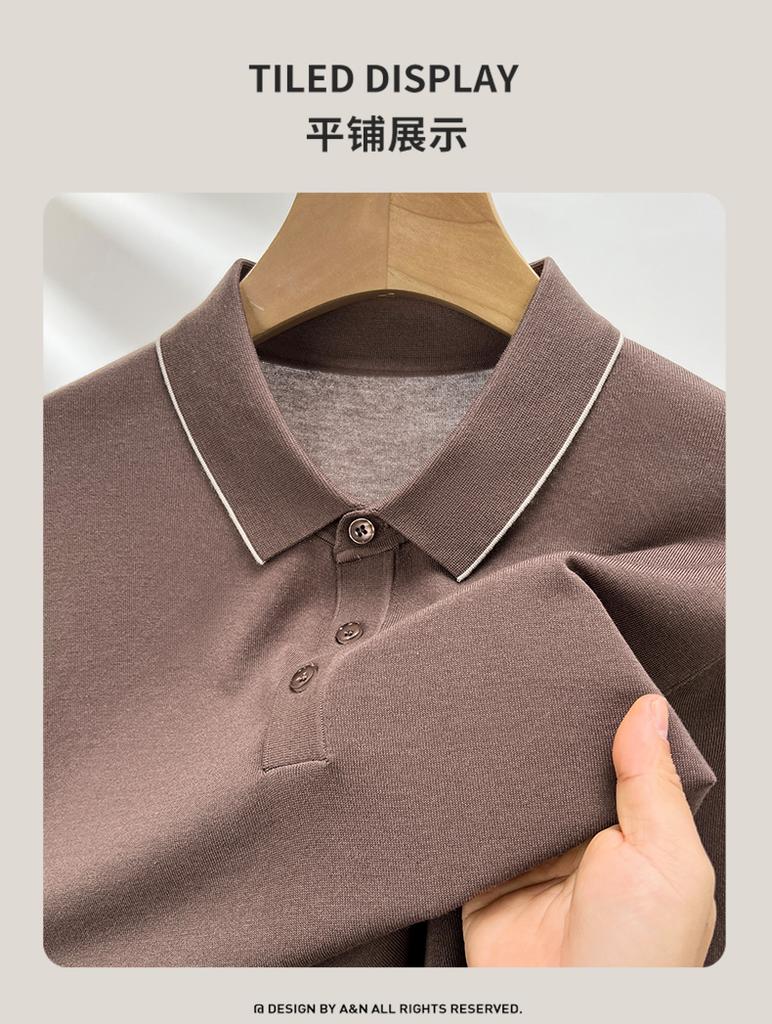 [Sharp and Colorful Edge] [Mulberry Silk Cool Feeling] Men's Business and Leisure Collar Short Sleeve