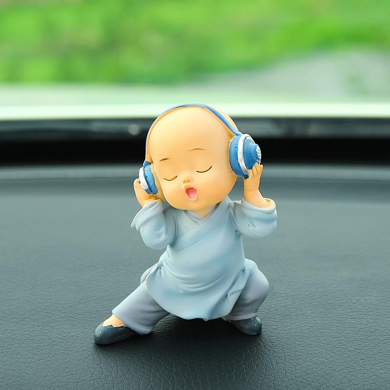 5pcs Car Ornaments Car Mounted Creative Sweeping Band Little Monk Cute Resin Crafts Little Monk Decoration Props Inside The Car