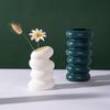 Jarrón de plástico decorativo con forma de flor nórdica para plantas, adorno estético para escritorio, decoración para sala de estar