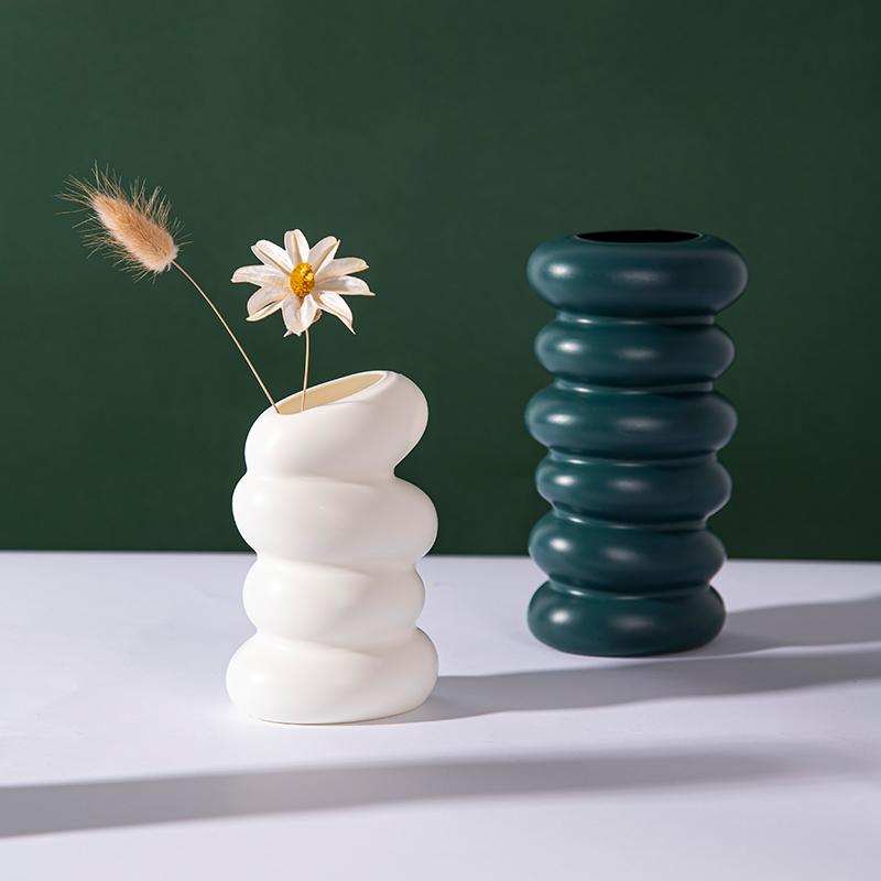 Jarrón de plástico decorativo con forma de flor nórdica para plantas, adorno estético para escritorio, decoración para sala de estar