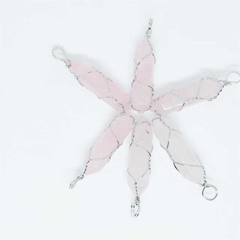Hexagonal Double-Ended Crystal Pendant DIY Jewelry Accessory