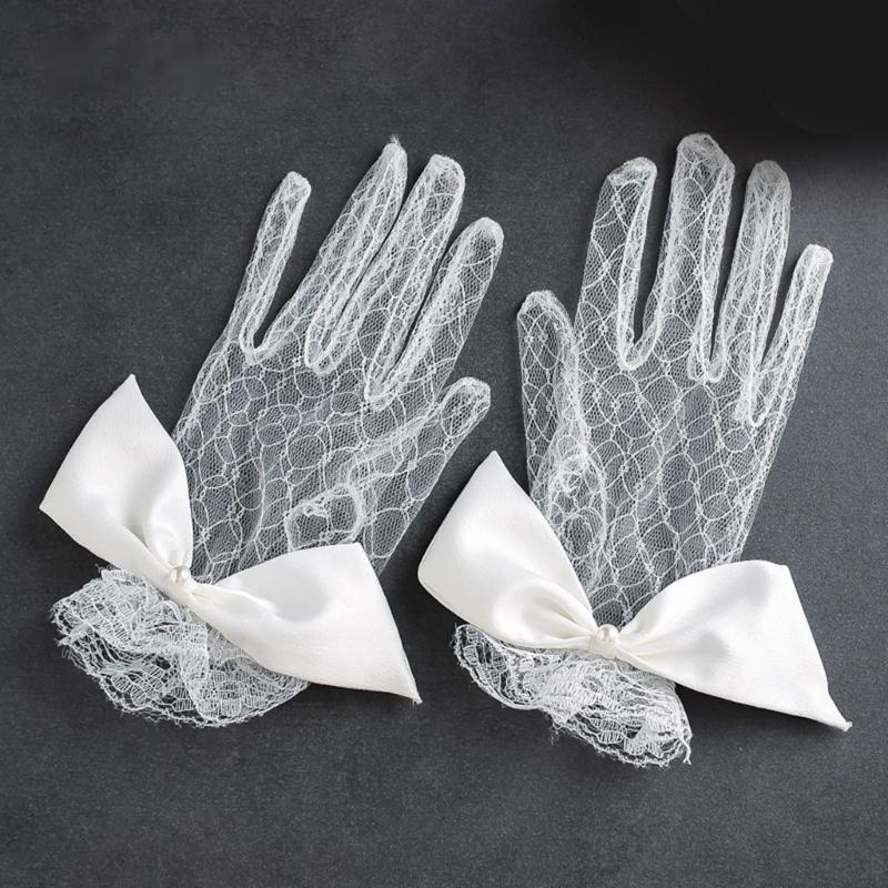 Wedding Lace Gloves Pearls Proms Gloves for Operas Stage Performances Evening Dinner Women Gloves Lady Gloves