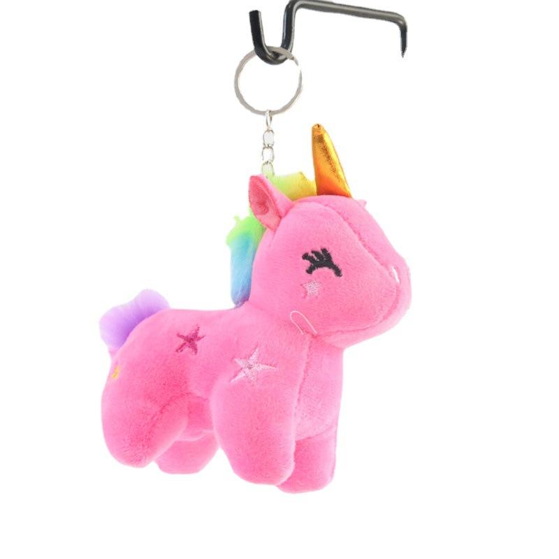 Portachiavi Peluche Pony Arcobaleno Unicorno Bambola Carina Portachiavi in Metallo per Auto Accessori da Appendere Regalo Promozionale Cotone PP Nuovo