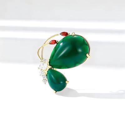 Retro Green Butterfly Brooch High-End Female Emerald Personalized Butterfly Brooch Classic Temperament Pin Suit And Accessories