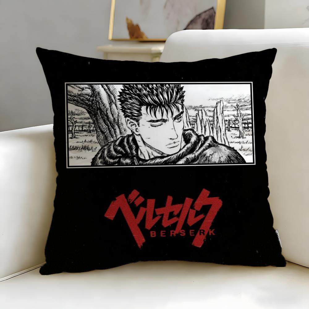 classic anime Berserk Cushion Cover Soft  EasyWash Pillow Case  Versatile for Couch Bed Travel and Office
