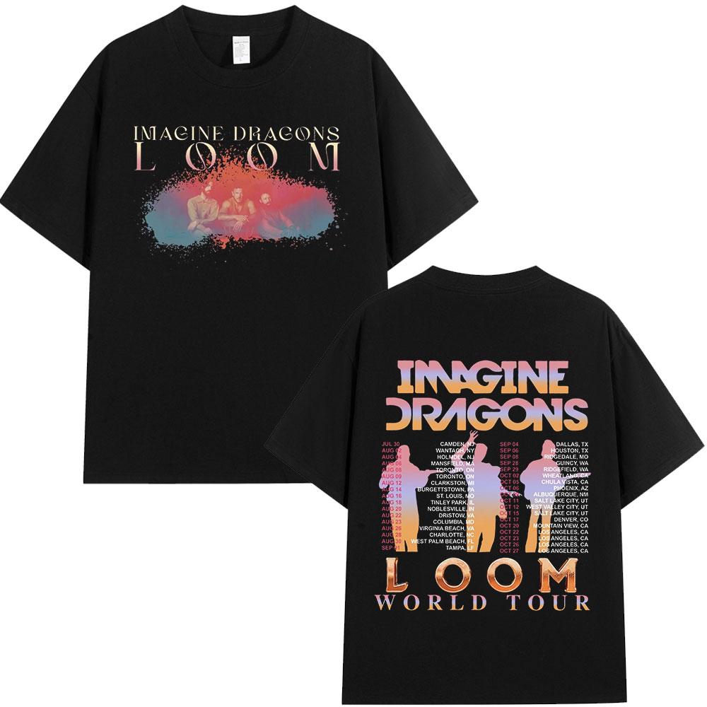 Summer Adult Imagine Dragons Loom World Tour Rock Band Tshirt Cartoon Dragon High Quality 100 Cotton Mens Women Shortsleeved