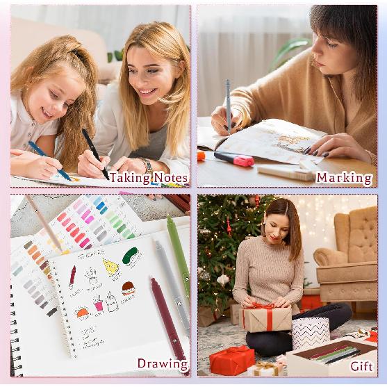 8 Pack Gel Colorful Pens, 0.5 mm Fine Tip Retractable Smooth Writing Multicolored Pens for Journaling Supplies Note Taking Office Supplies School