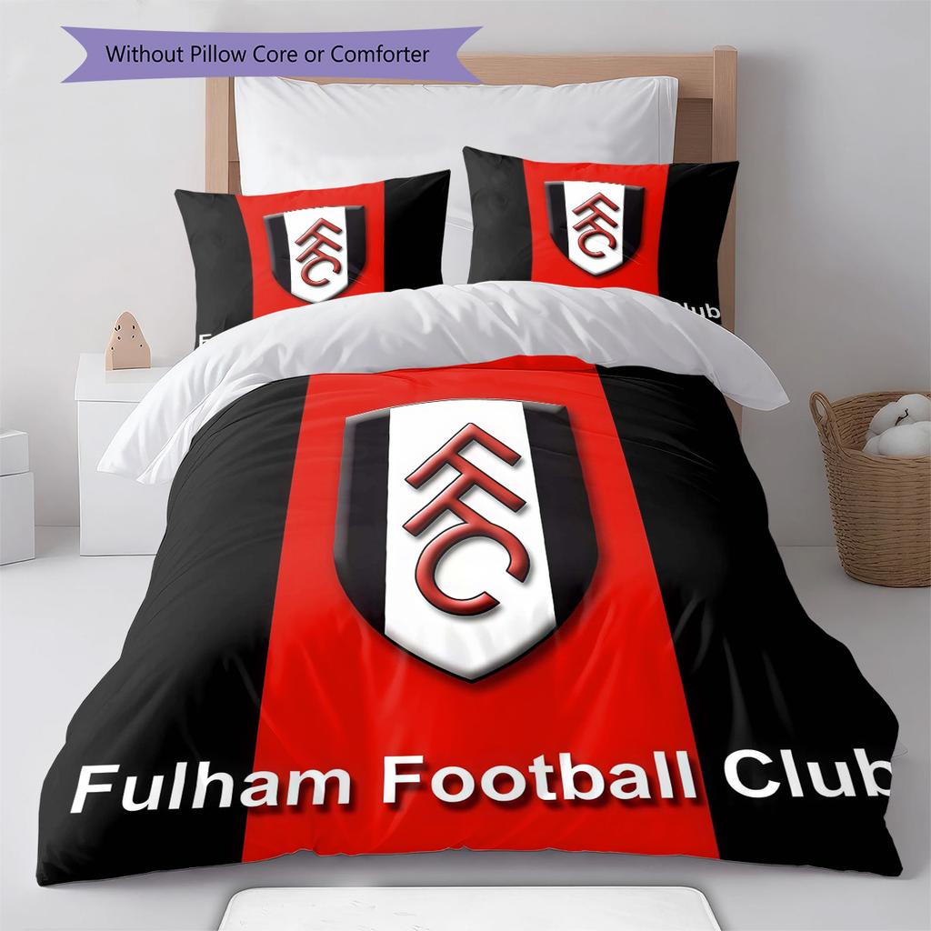 Fulham F.C Teppichmuster Bettwäsche Steppdecke Set Bettbezug Kissenbezug Heimdekoration Geburtstagsgeschenk (1 Bettbezug + 2 Kissenbezüge, ohne Füllung)