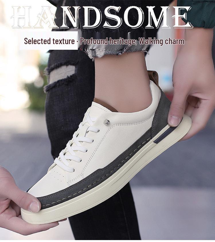 Men's Retro Fashion Cowhide Loafers - Large Size Casual White Sports Shoes for Spring