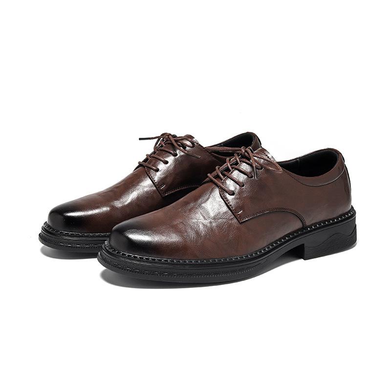 Brock Lederschuhe Herren Britischer Stil Businesskleid Herren Leder Weiche Sohle Casual Derby Hochzeit Trendschuhe