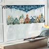 Transparent Decorative Film Christmas Winter Village Static Window Clings, Snowflake Snow House Wonderland Decals Stickers, Removable for Xmas