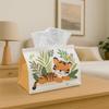 1pc Tissue Box Holder Cute Cartoon Tiger Surrounded by Leaves - Multifunctional Napkin Dispenser for Home, Party, Car Decor - Decorative Tissue Paper