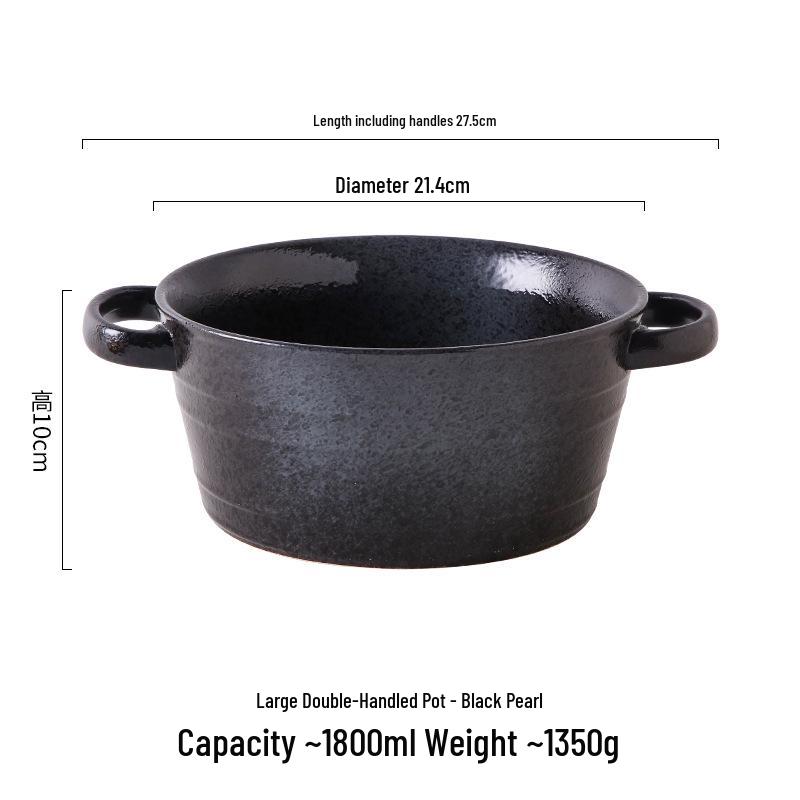 Large Double-Handled Ceramic Ramen & Soup Bowl